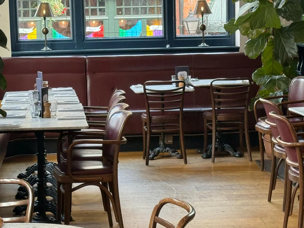 Semi-private curtained dining space
