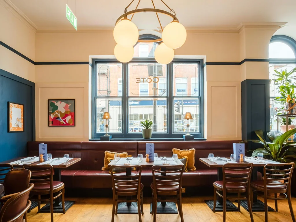 Semi-private curtained dining space